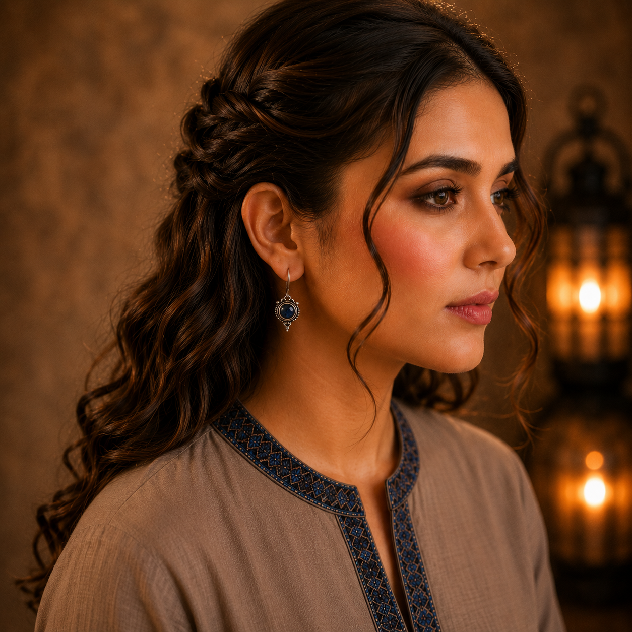 Vintage Round Gemstone Drop Earrings – Available in 8 Colours
