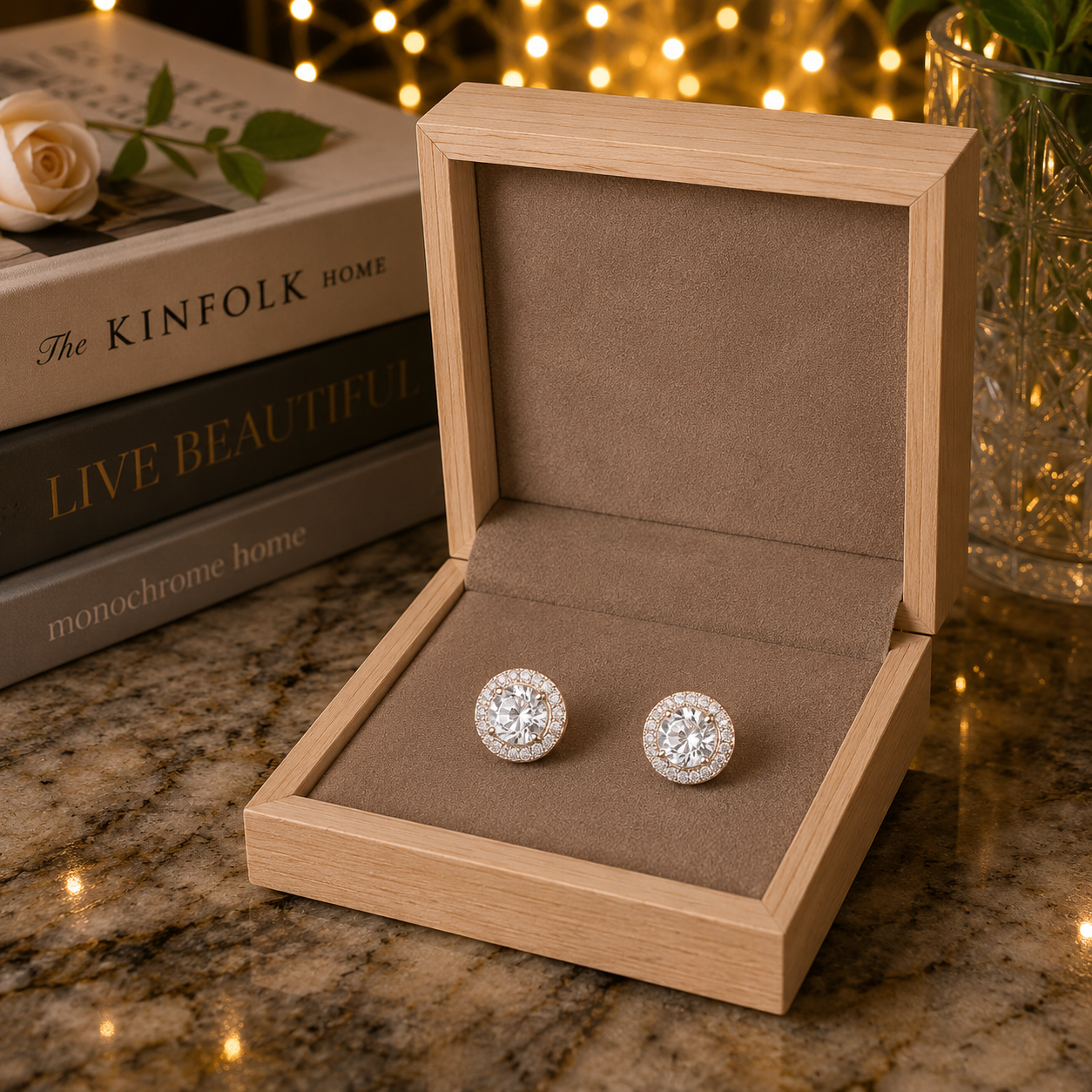 Halo Gemstone Crystal Stud Earrings- available in 6 colours