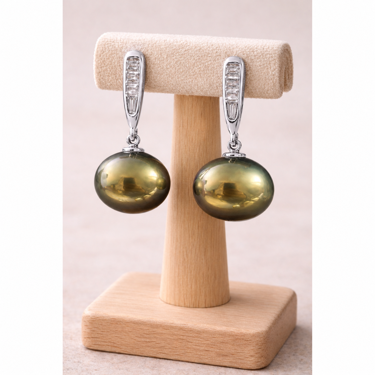 Multitone Pearl Drop Earrings – Sliver Finish with Crystal Bar Detail