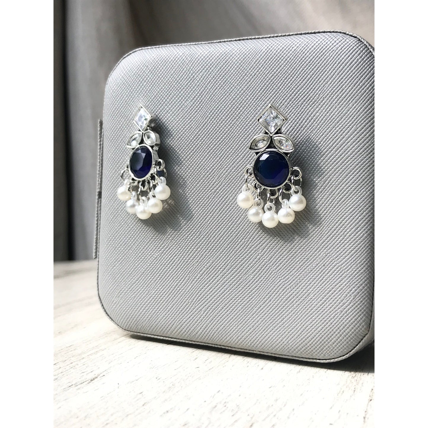 Green, Blue, Black Pearl Drops Earrings | Silver Jewelry