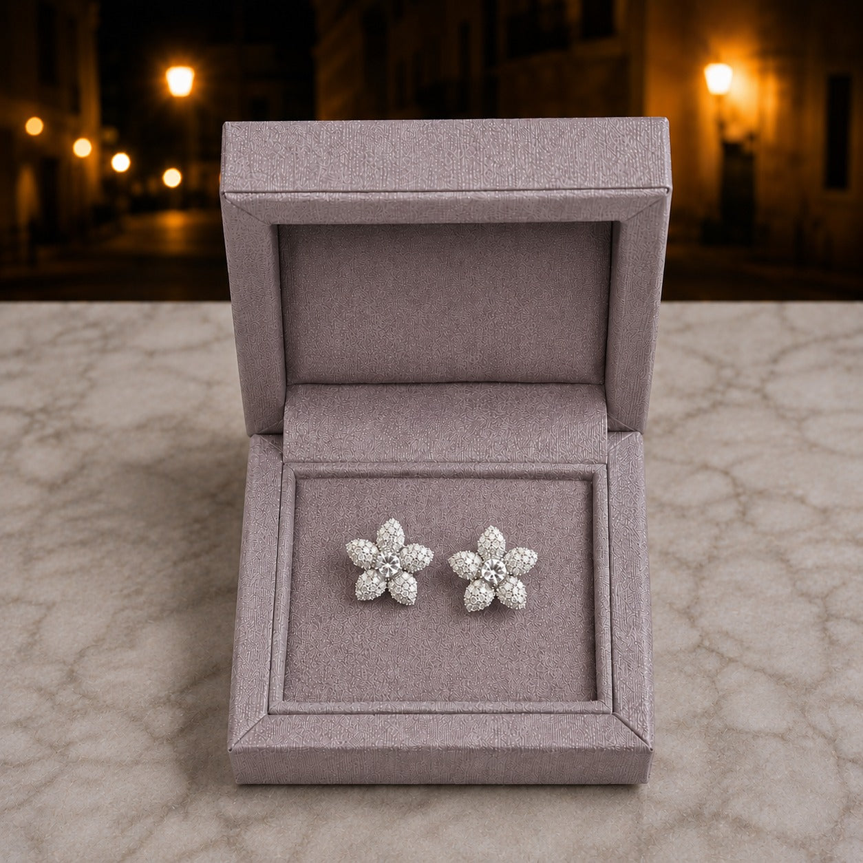 Blossom Crystal Stud Earrings with coloured centre stones