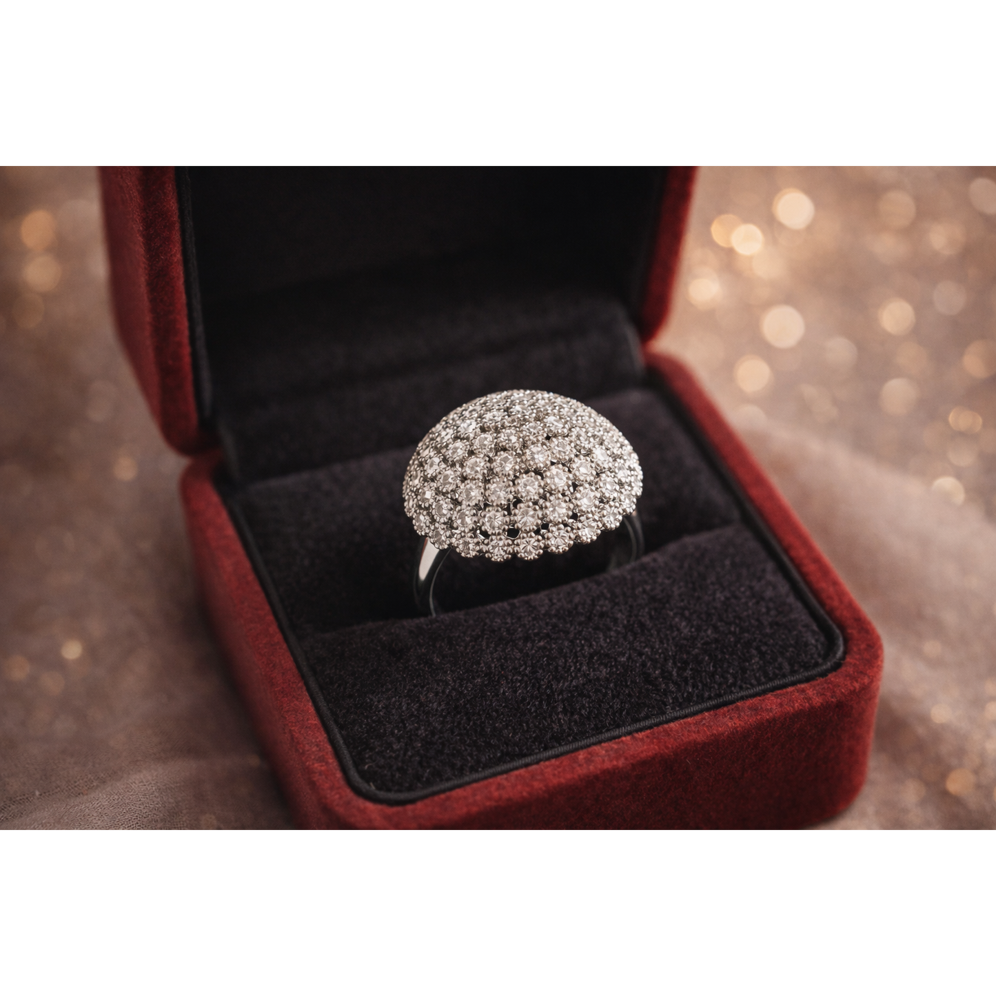 Floral Cluster Cubic Zirconia Silver Blossom Ring
