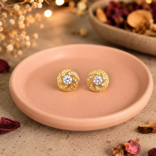 Celestial Swirl Crystal Stud Earrings