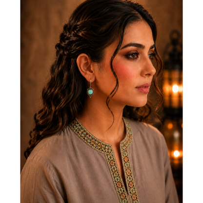 Vintage Round Gemstone Drop Earrings – Available in 8 Colours