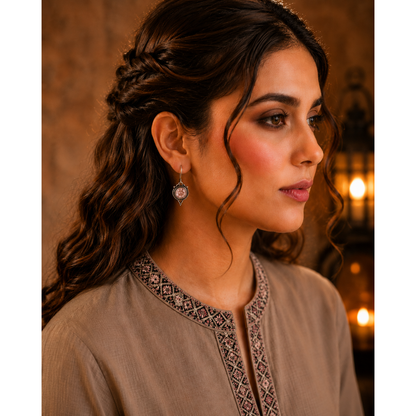 Vintage Round Gemstone Drop Earrings – Available in 8 Colours