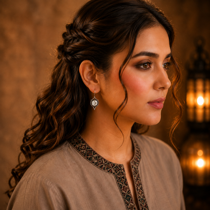 Vintage Round Gemstone Drop Earrings – Available in 8 Colours