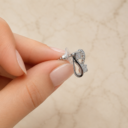 Square Baguette Crystal Frame Stud Earrings – Gold /Silver