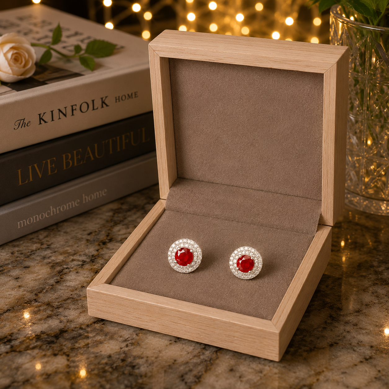 Halo Gemstone Crystal Stud Earrings- available in 6 colours