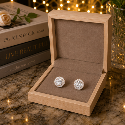 Halo Gemstone Crystal Stud Earrings- available in 6 colours