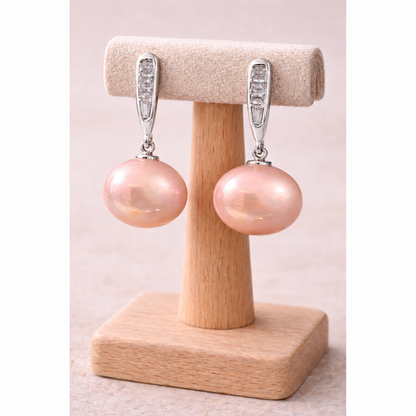 Multitone Pearl Drop Earrings – Sliver Finish with Crystal Bar Detail