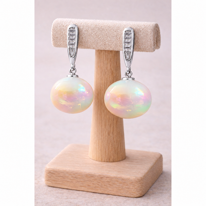 Multitone Pearl Drop Earrings – Sliver Finish with Crystal Bar Detail