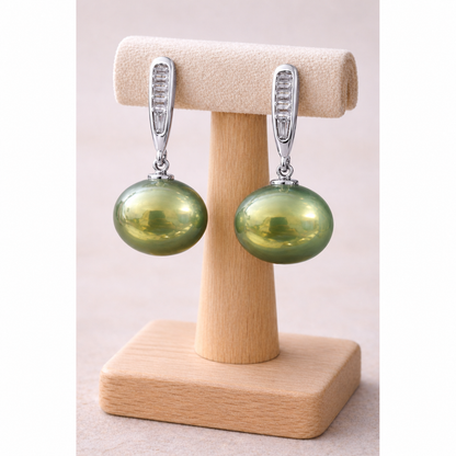 Multitone Pearl Drop Earrings – Sliver Finish with Crystal Bar Detail