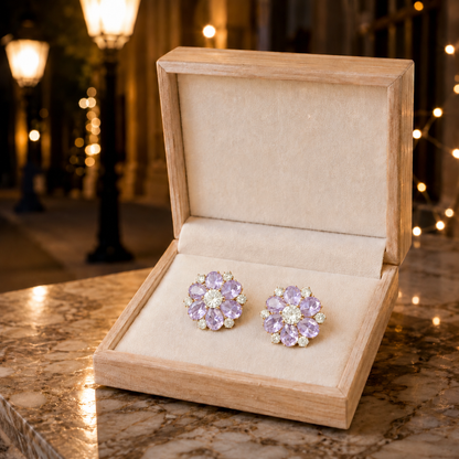 Royal Bloom Crystal Stud Earrings