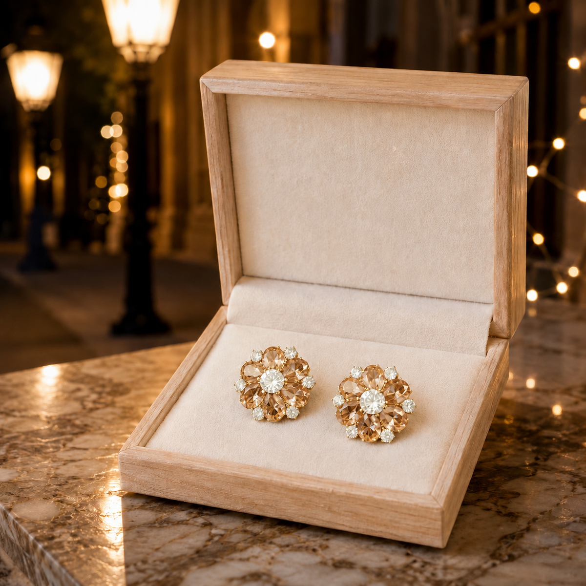 Royal Bloom Crystal Stud Earrings
