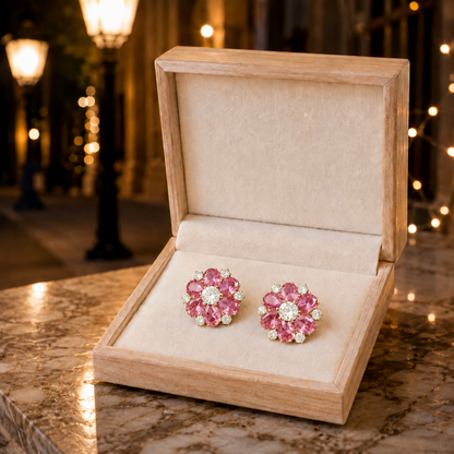 Royal Bloom Crystal Stud Earrings
