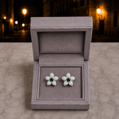 Blossom Crystal Stud Earrings with coloured centre stones