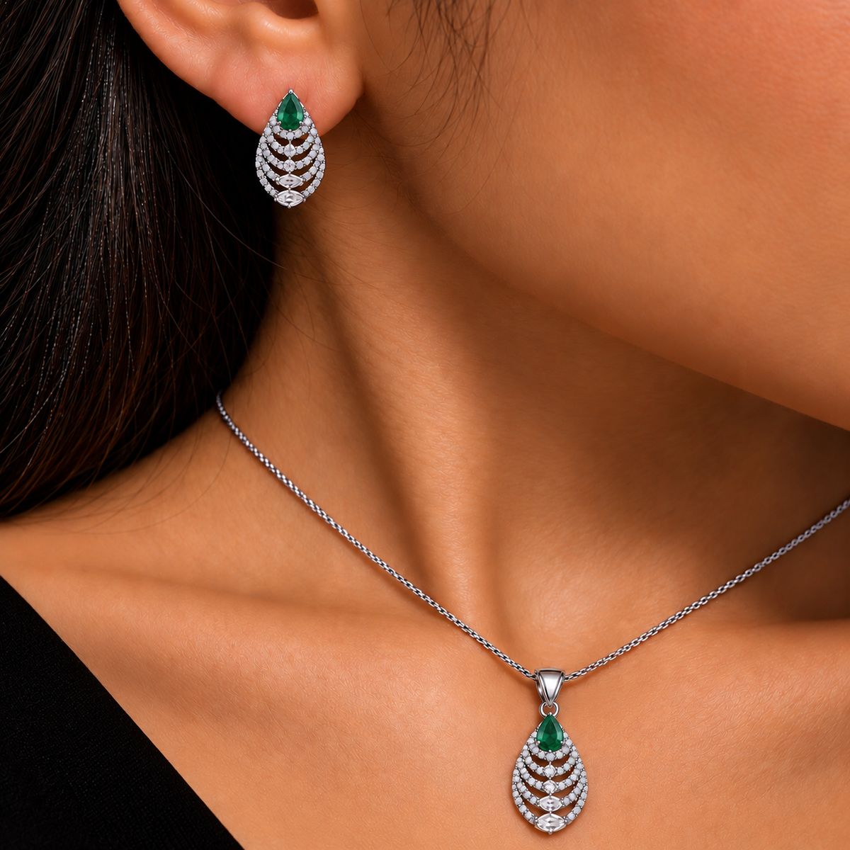 Cascade Leaf Zircon S925 Set - 3 Colours