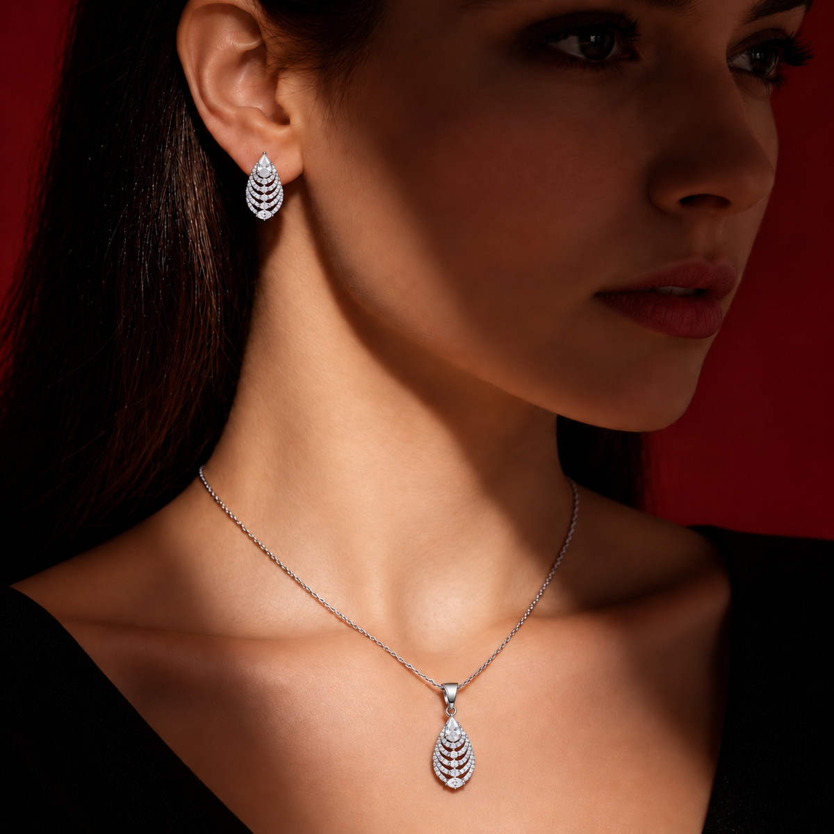 Cascade Leaf Zircon S925 Set - 3 Colours