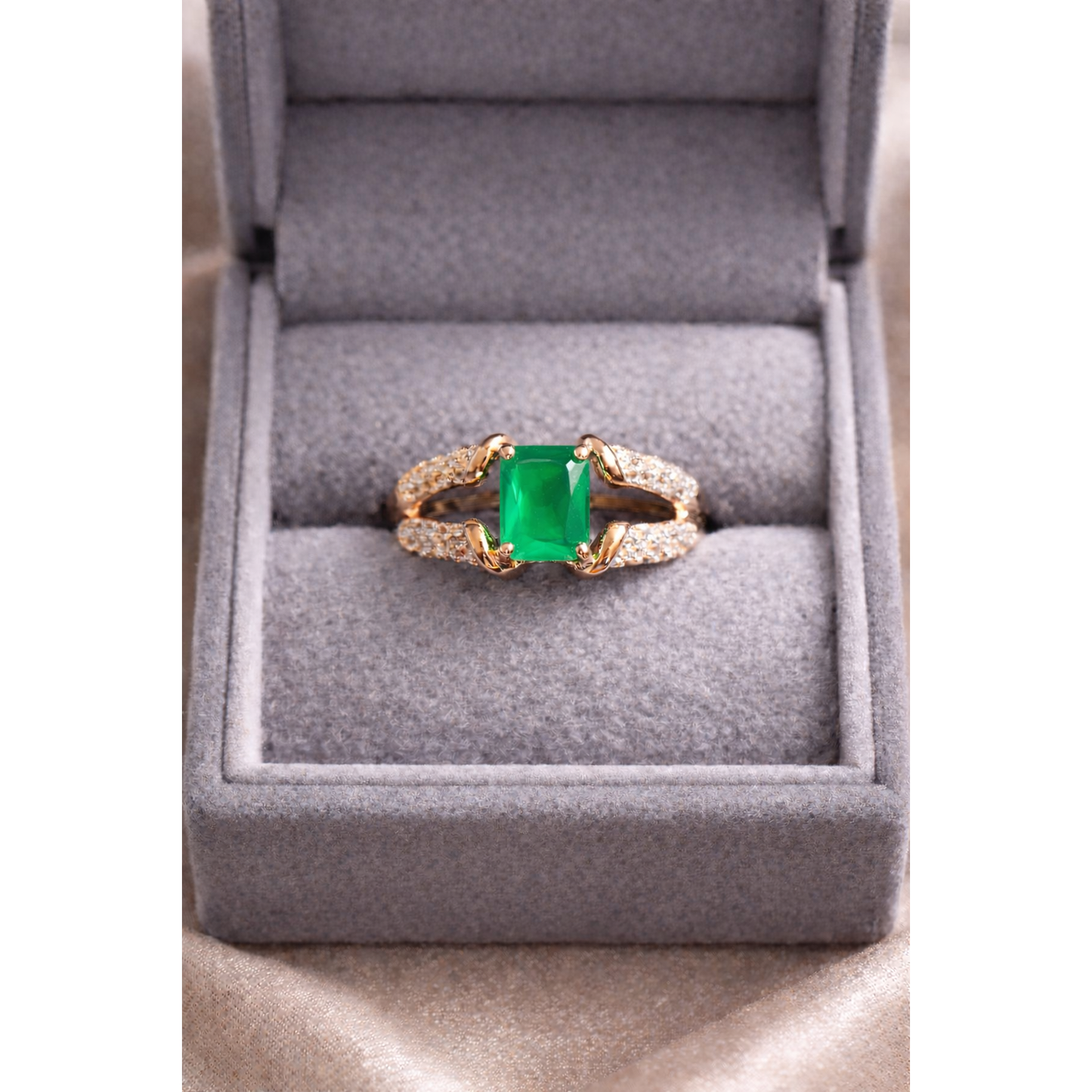 Radiant Square-Cut Adjustable Ring – Gold & Silver Variants