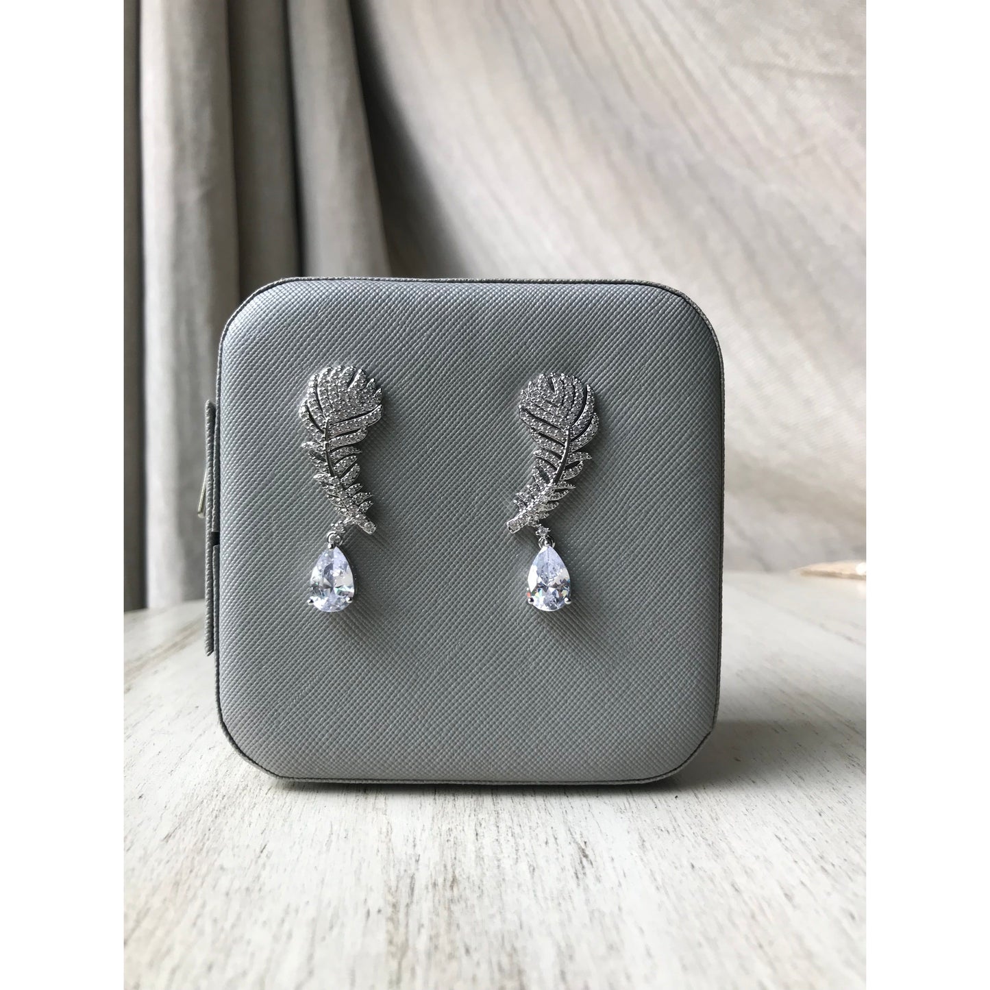 Sparkling Crystal Leaf Water Drop Earrings