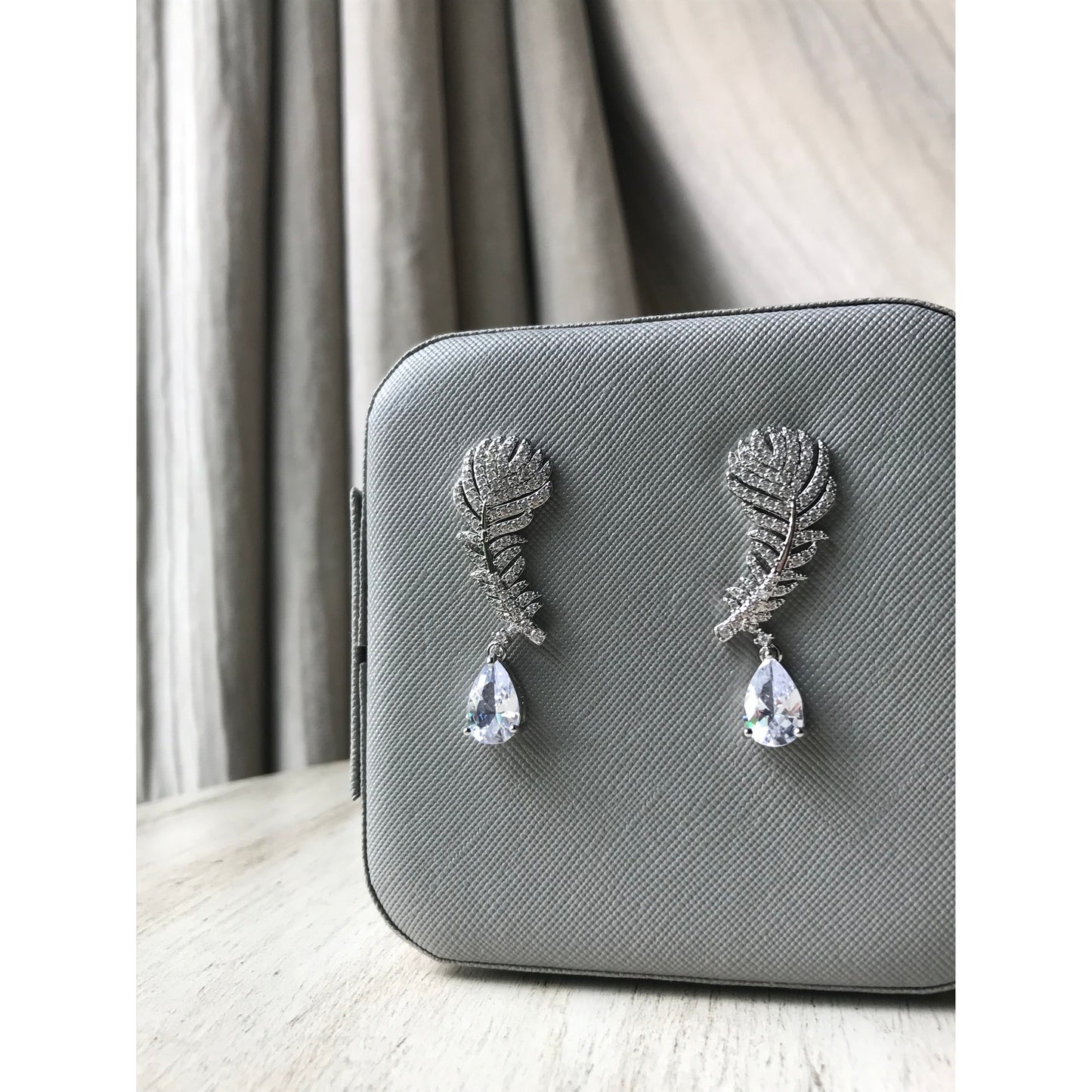 Sparkling Crystal Leaf Water Drop Earrings
