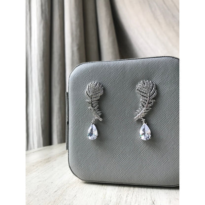 Sparkling Crystal Leaf Water Drop Earrings