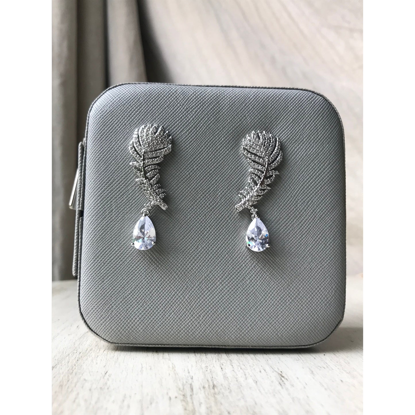 Sparkling Crystal Leaf Water Drop Earrings