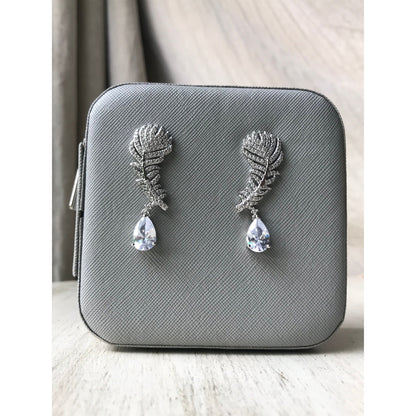 Sparkling Crystal Leaf Water Drop Earrings