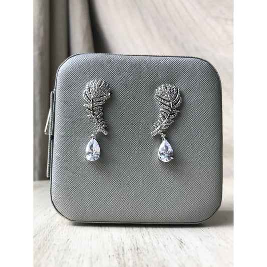Sparkling Crystal Leaf Water Drop Earrings