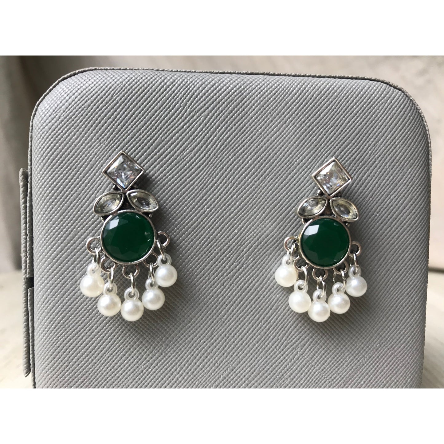 Green, Blue, Black Pearl Drops Earrings | Silver Jewelry