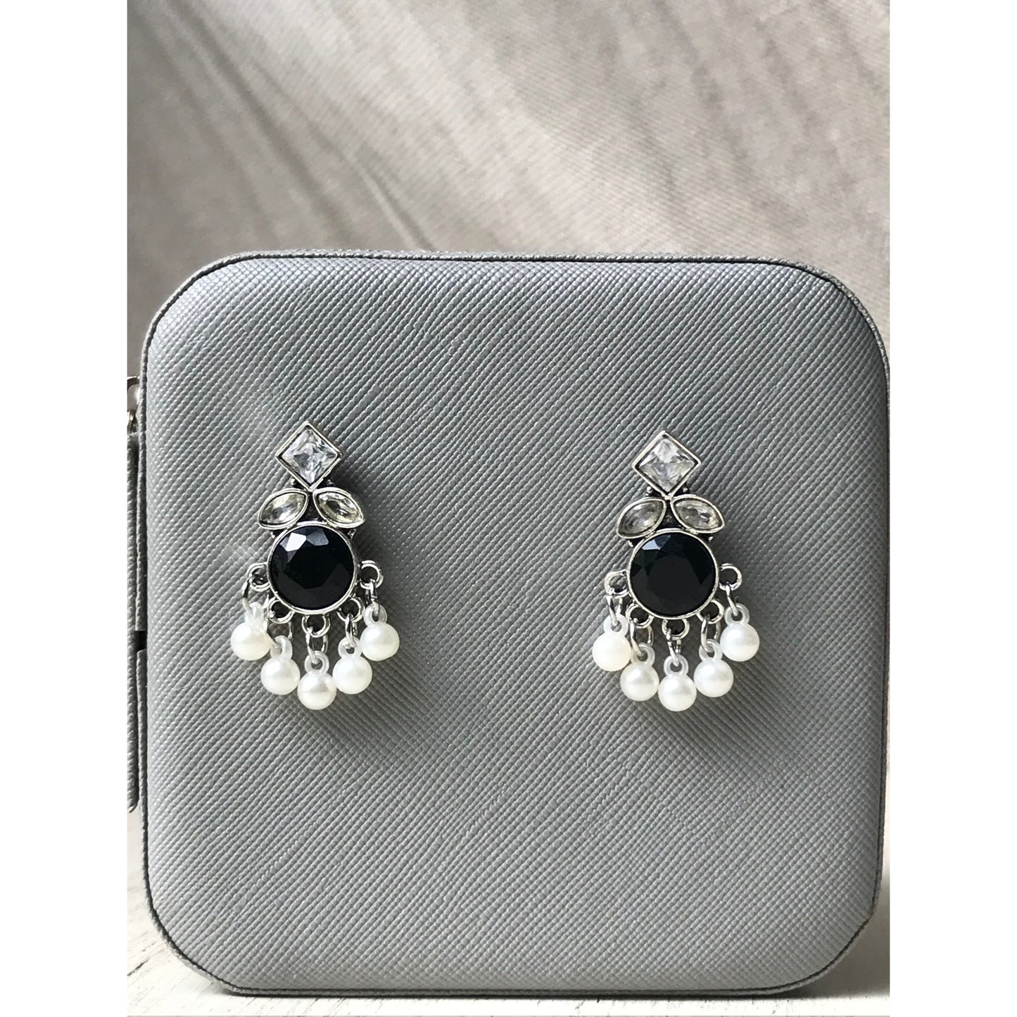 Green, Blue, Black Pearl Drops Earrings | Silver Jewelry