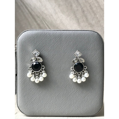 Green, Blue, Black Pearl Drops Earrings | Silver Jewelry