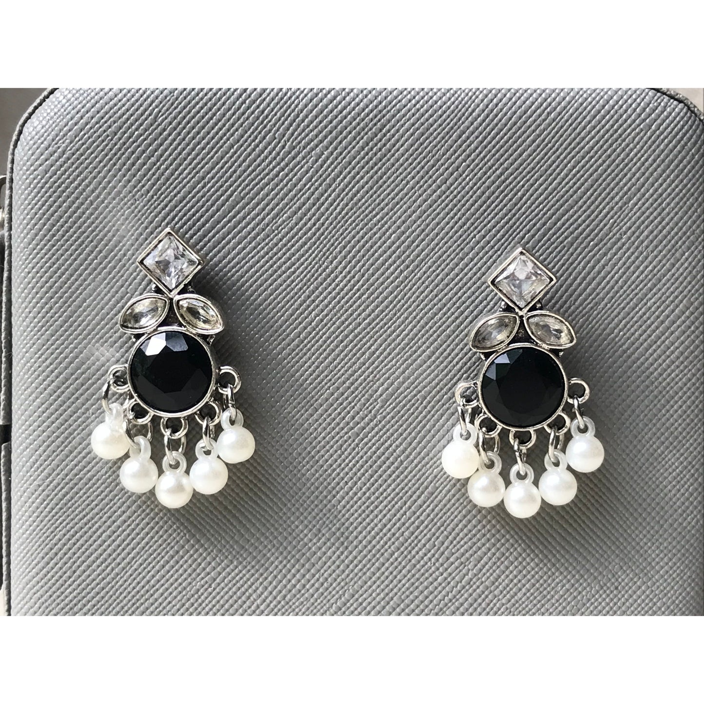 Green, Blue, Black Pearl Drops Earrings | Silver Jewelry