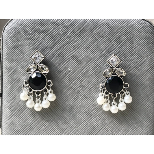 Green, Blue, Black Pearl Drops Earrings | Silver Jewelry