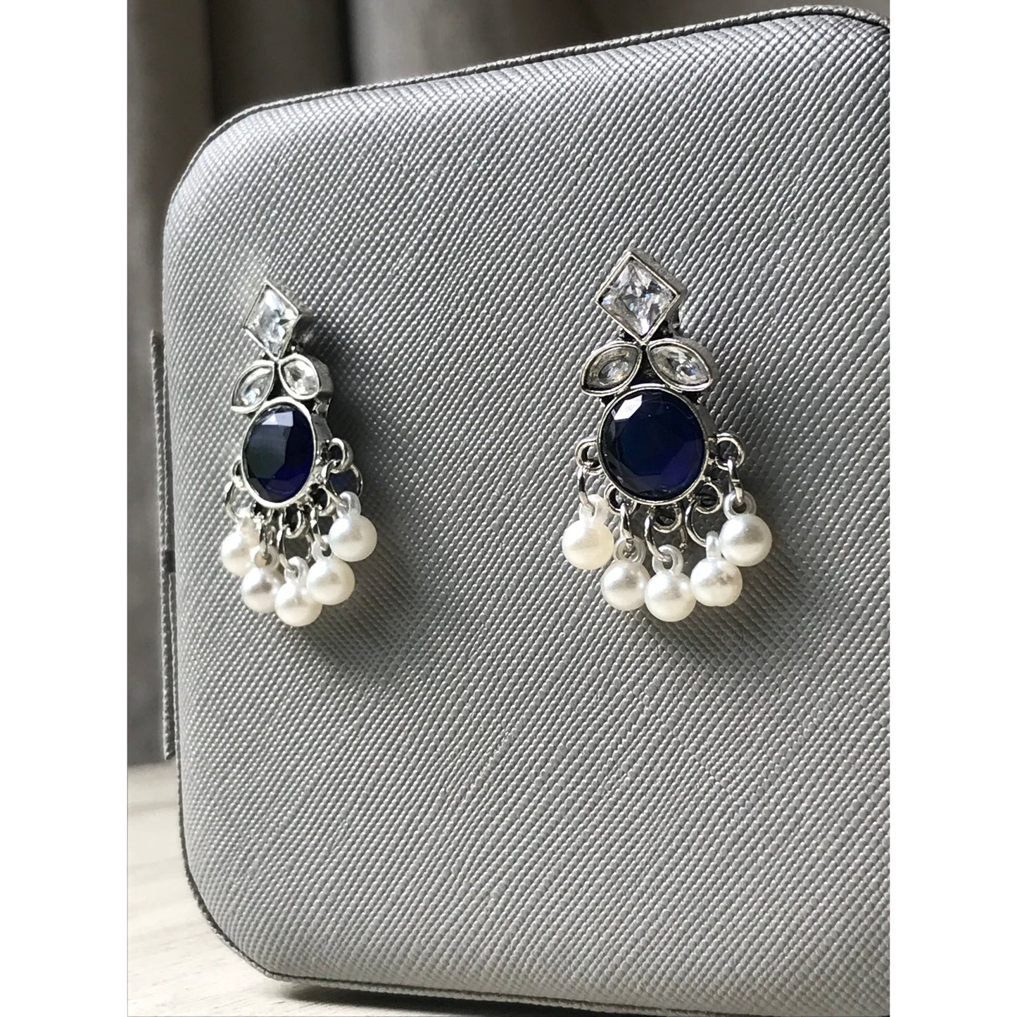 Green, Blue, Black Pearl Drops Earrings | Silver Jewelry