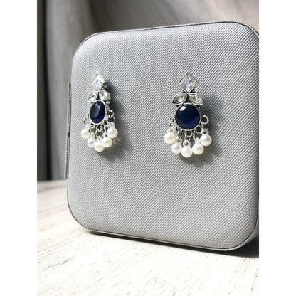 Green, Blue, Black Pearl Drops Earrings | Silver Jewelry