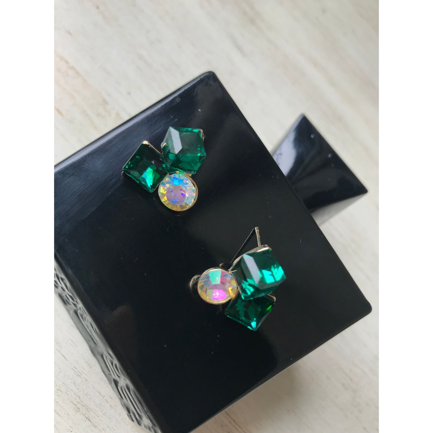 Sparkling Cross Earrings | Blue or Green Crystal Jewelry