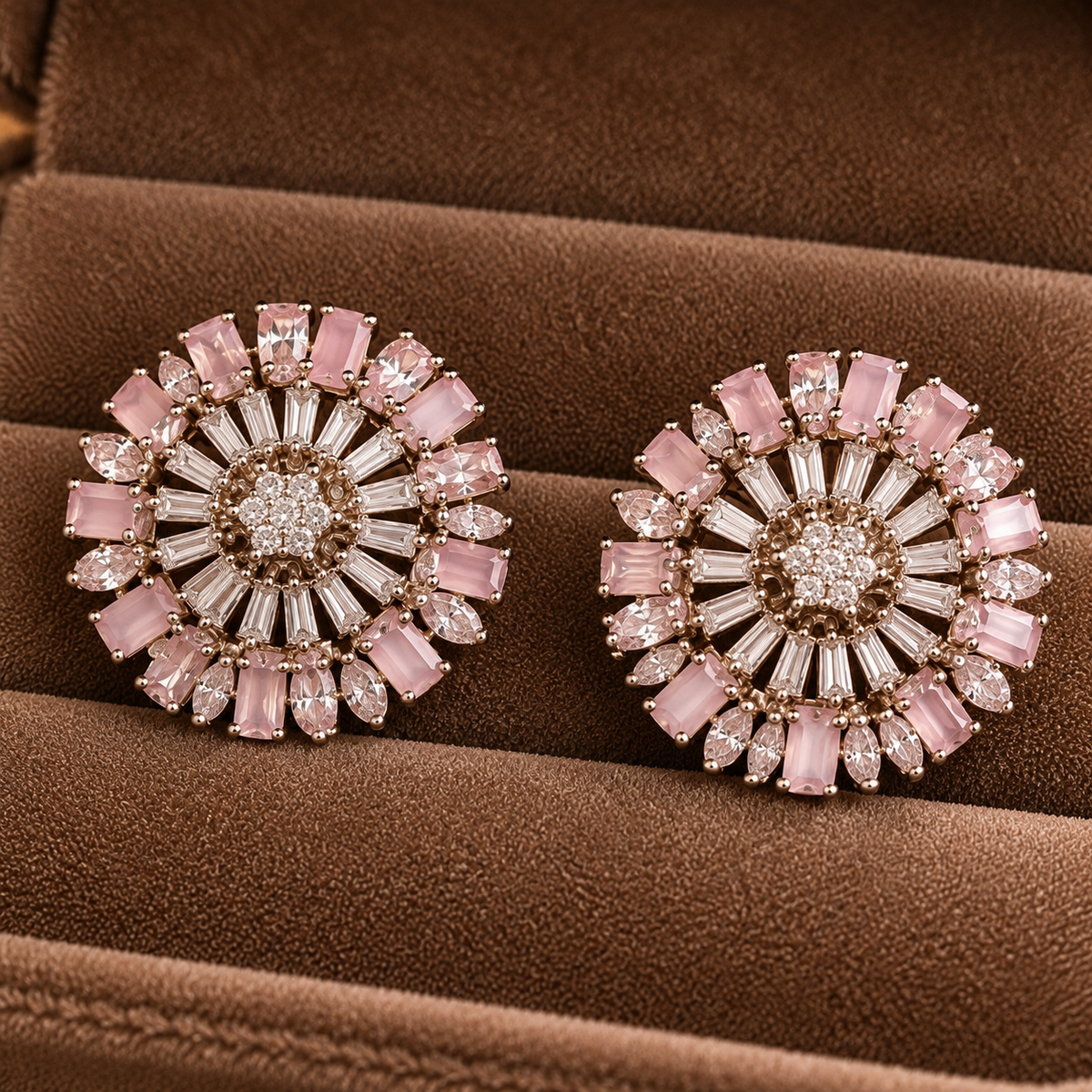 Rosé Radiance Floral Stud Earrings
