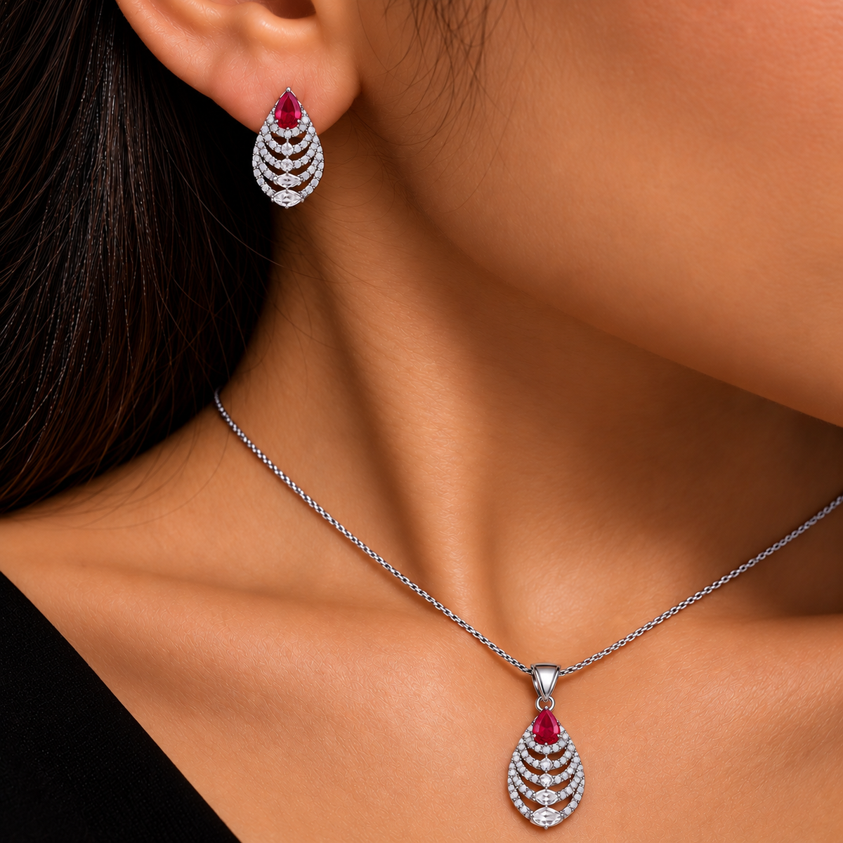 Cascade Leaf Zircon S925 Set - 3 Colours