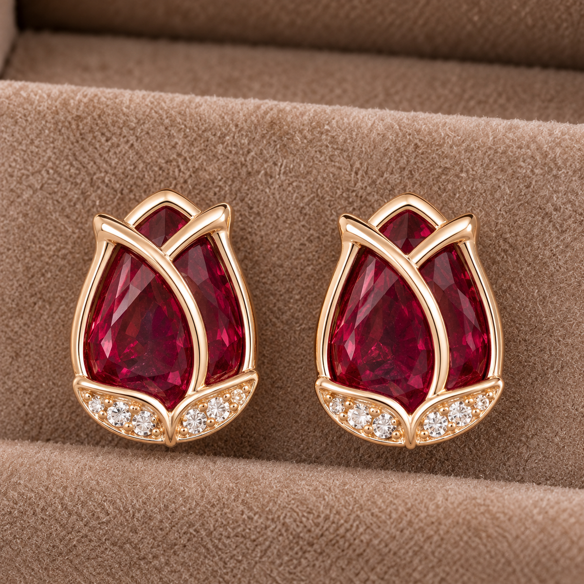 Tulip Crystal Stud Earrings – Available in 5 Stunning Colours