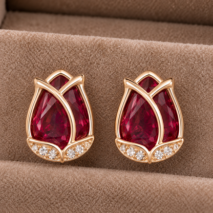 Tulip Crystal Stud Earrings – Available in 5 Stunning Colours