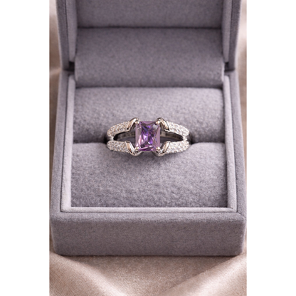 Silver Purple ring in a box