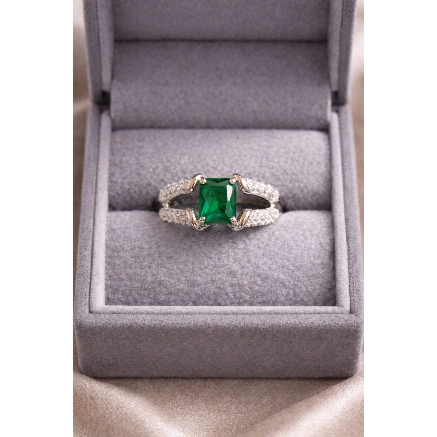 Radiant Square-Cut Adjustable Ring – Gold & Silver Variants