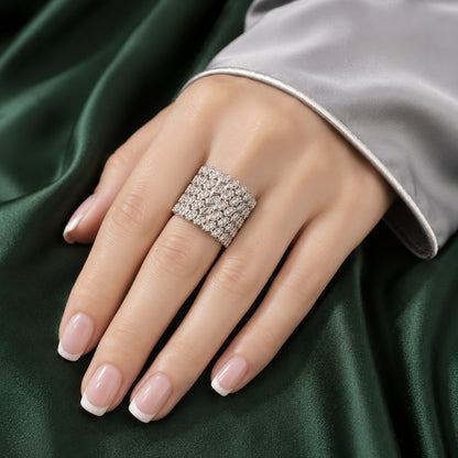Veyra Marquise S925 silver wide band worn on hand with French manicure