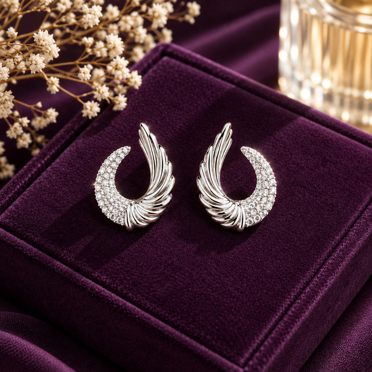 Celestial Wing Crescent Studs