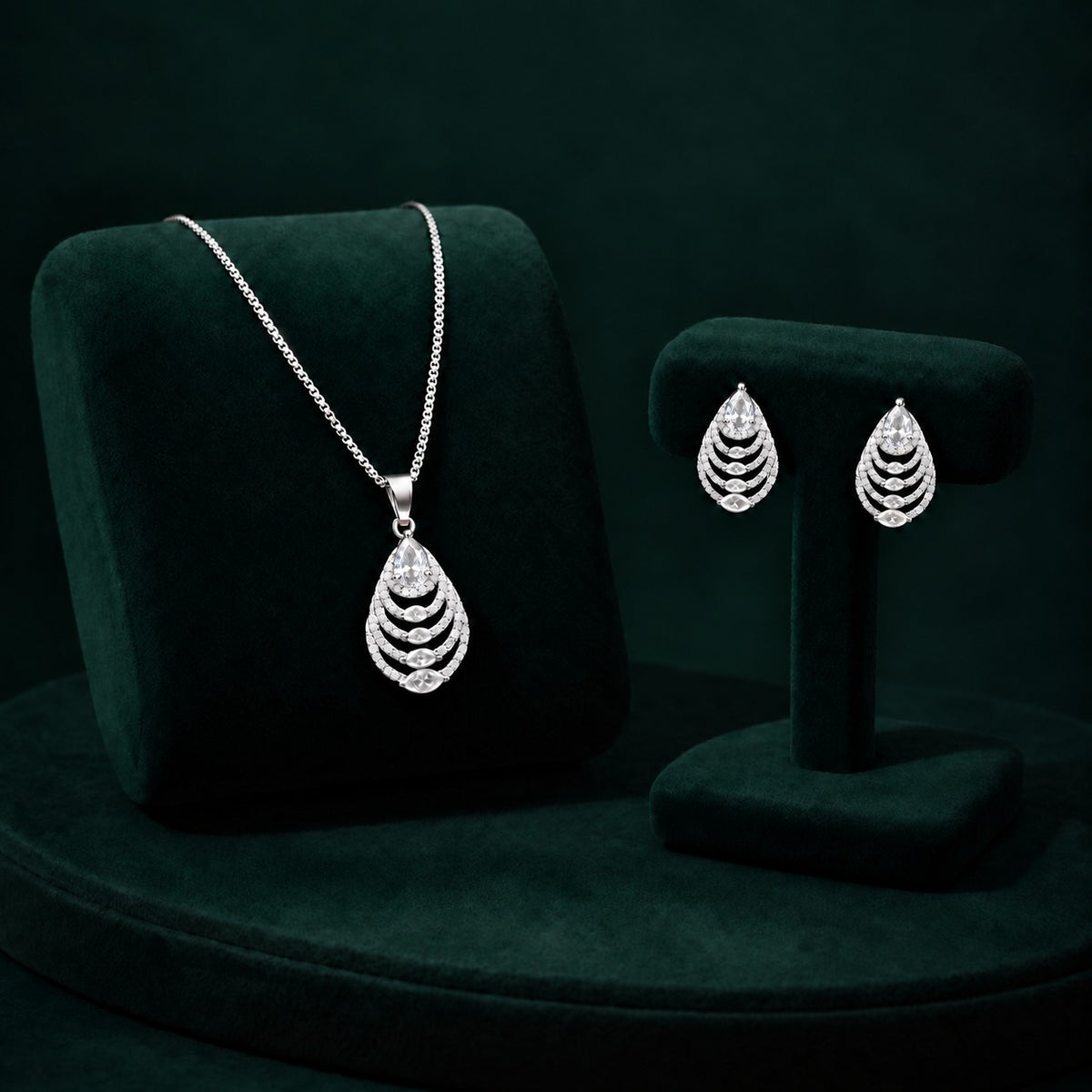 Cascade Leaf Zircon S925 Set - 3 Colours