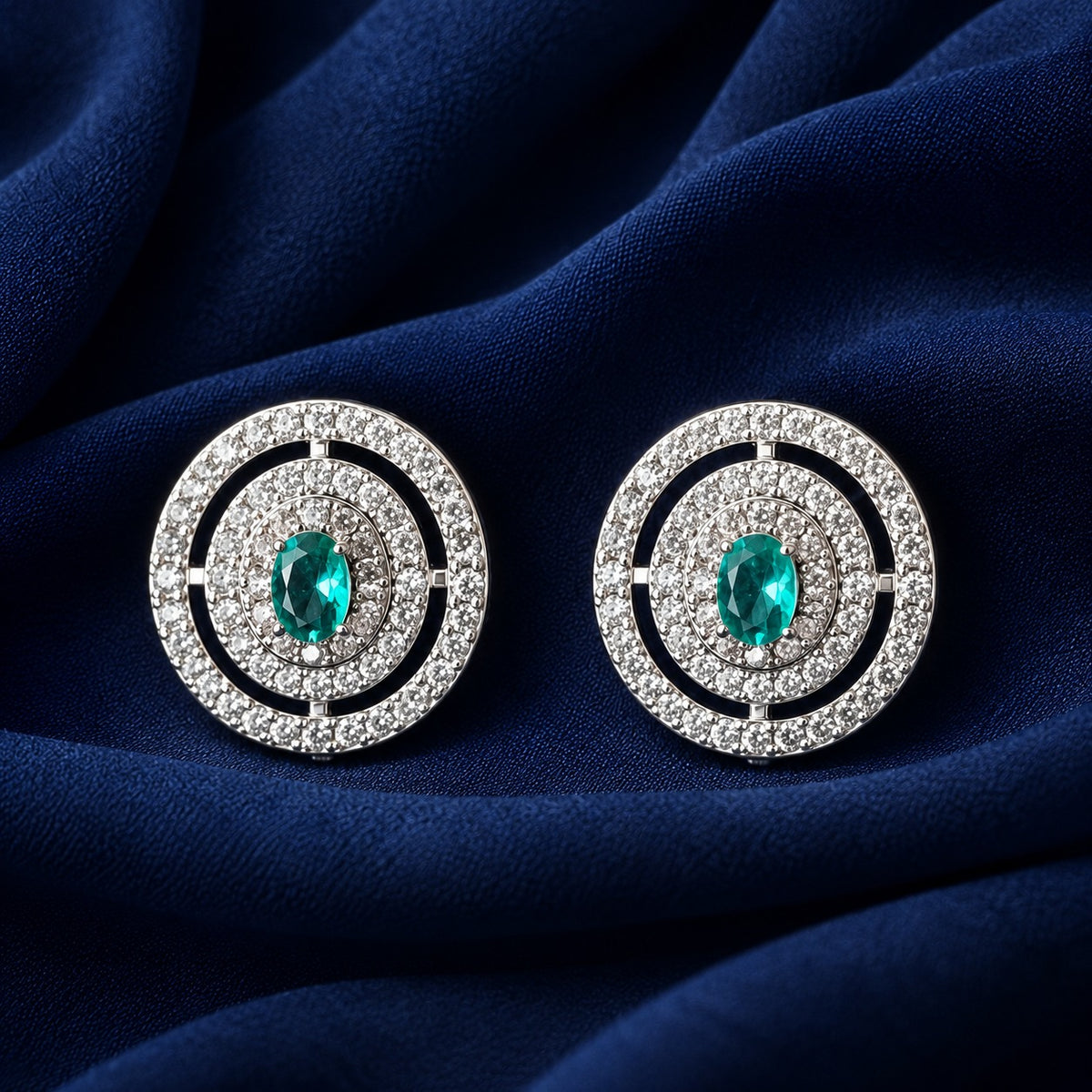 Emerald Medallion Zircon Studs