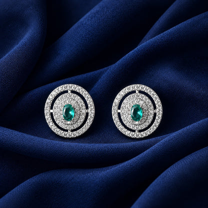 Emerald Medallion Zircon Studs