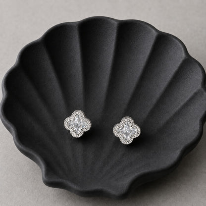 Crystal Quatrefoil Zircon Studs