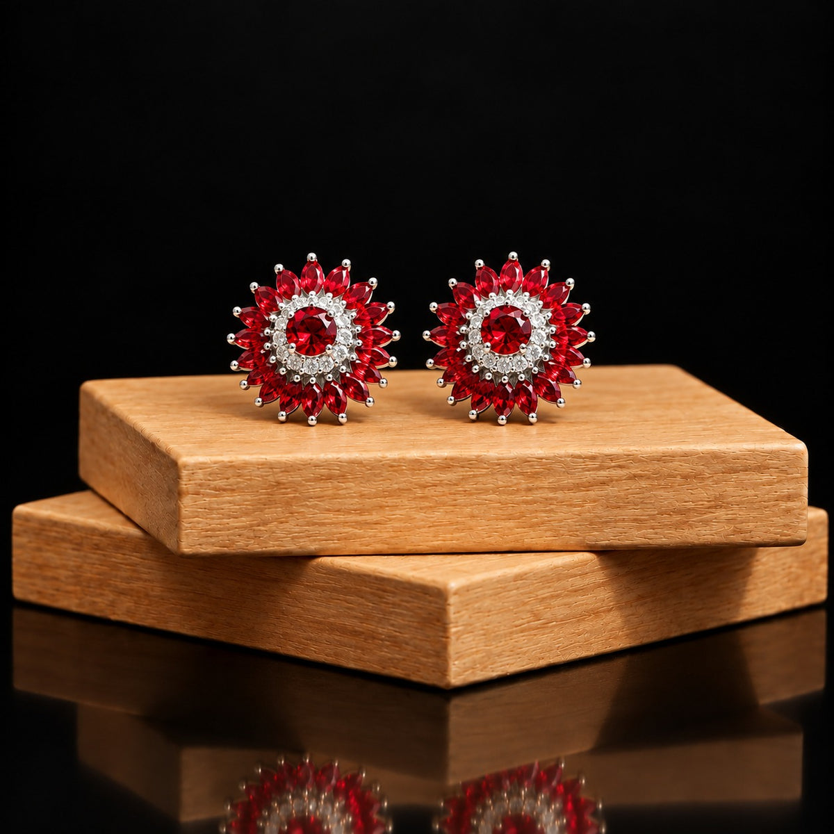 Rosette Crown Stud Earrings- 2 Colours